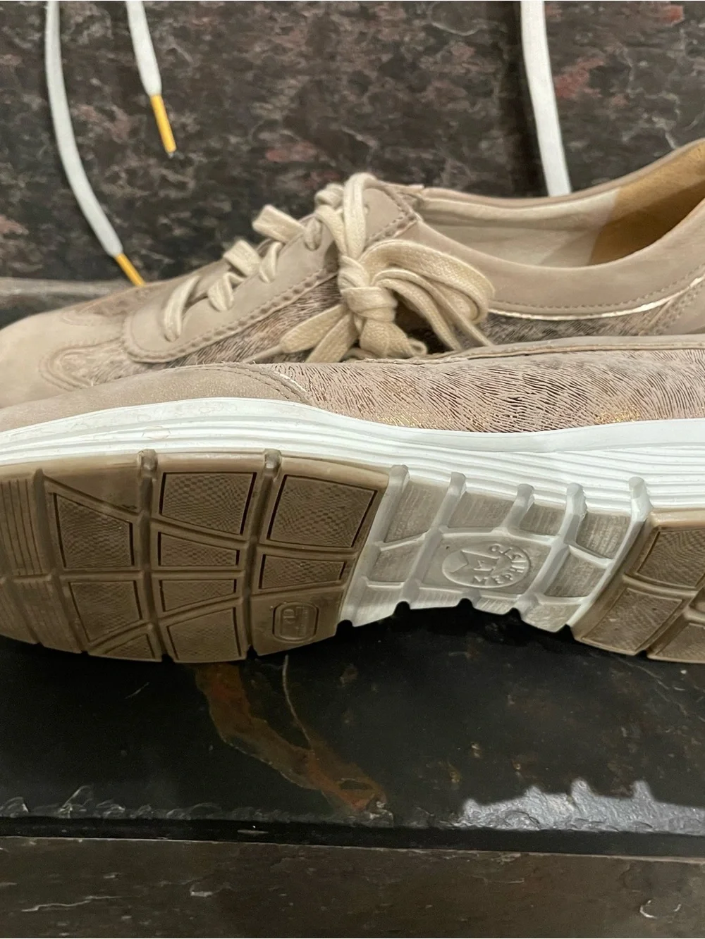 Mephisto Women's Taupe Beige Lace-Up Casual Sneakers